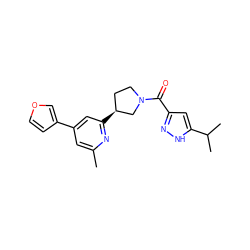 Cc1cc(-c2ccoc2)cc([C@H]2CCN(C(=O)c3cc(C(C)C)[nH]n3)C2)n1 ZINC001772609838