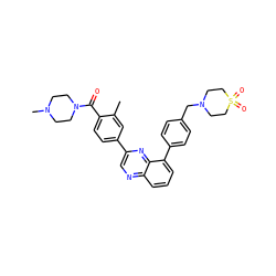 Cc1cc(-c2cnc3cccc(-c4ccc(CN5CCS(=O)(=O)CC5)cc4)c3n2)ccc1C(=O)N1CCN(C)CC1 ZINC000049780803