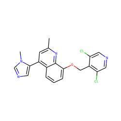 Cc1cc(-c2cncn2C)c2cccc(OCc3c(Cl)cncc3Cl)c2n1 ZINC000043067083