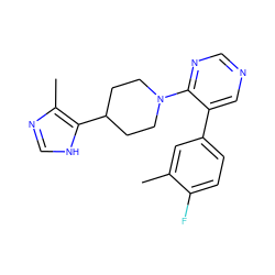 Cc1cc(-c2cncnc2N2CCC(c3[nH]cnc3C)CC2)ccc1F ZINC000036176416