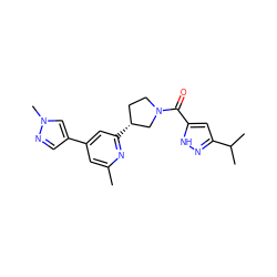 Cc1cc(-c2cnn(C)c2)cc([C@@H]2CCN(C(=O)c3cc(C(C)C)n[nH]3)C2)n1 ZINC000072374667