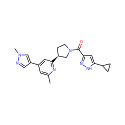 Cc1cc(-c2cnn(C)c2)cc([C@H]2CCN(C(=O)c3cc(C4CC4)[nH]n3)C2)n1 ZINC001772586507