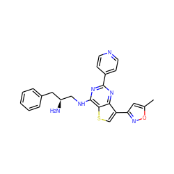 Cc1cc(-c2csc3c(NC[C@@H](N)Cc4ccccc4)nc(-c4ccncc4)nc23)no1 ZINC000223688433