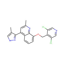 Cc1cc(-c2n[nH]cc2C)c2cccc(OCc3c(Cl)cncc3Cl)c2n1 ZINC000043017958