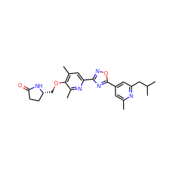 Cc1cc(-c2nc(-c3cc(C)c(OC[C@@H]4CCC(=O)N4)c(C)n3)no2)cc(CC(C)C)n1 ZINC000653764469