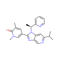 Cc1cc(-c2nc3cnc(C(C)C)cc3n2[C@@H](C)c2ccccn2)cn(C)c1=O ZINC001772598188