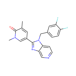 Cc1cc(-c2nc3cnccc3n2Cc2ccc(F)c(F)c2)cn(C)c1=O ZINC001772646930