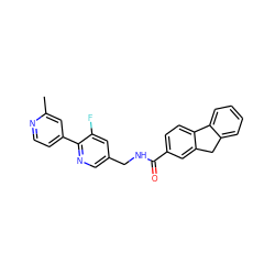 Cc1cc(-c2ncc(CNC(=O)c3ccc4c(c3)Cc3ccccc3-4)cc2F)ccn1 ZINC001772649714