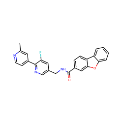 Cc1cc(-c2ncc(CNC(=O)c3ccc4c(c3)oc3ccccc34)cc2F)ccn1 ZINC001772649898