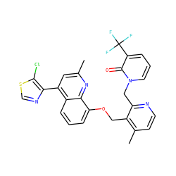 Cc1cc(-c2ncsc2Cl)c2cccc(OCc3c(C)ccnc3Cn3cccc(C(F)(F)F)c3=O)c2n1 ZINC000043011183