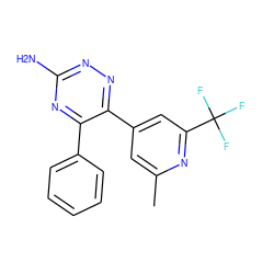 Cc1cc(-c2nnc(N)nc2-c2ccccc2)cc(C(F)(F)F)n1 ZINC000084602048