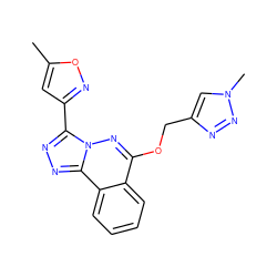 Cc1cc(-c2nnc3c4ccccc4c(OCc4cn(C)nn4)nn23)no1 ZINC000001489070