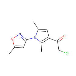 Cc1cc(-n2c(C)cc(C(=O)CCl)c2C)no1 ZINC000002641084