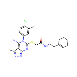 Cc1cc(-n2c(SCC(=O)NCCC3=CCCCC3)nc3nnc(C)c-3c2N)ccc1Cl ZINC000101779706