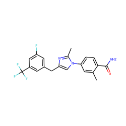 Cc1cc(-n2cc(Cc3cc(F)cc(C(F)(F)F)c3)nc2C)ccc1C(N)=O ZINC001772577025