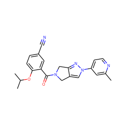 Cc1cc(-n2cc3c(n2)CN(C(=O)c2cc(C#N)ccc2OC(C)C)C3)ccn1 ZINC001772572755