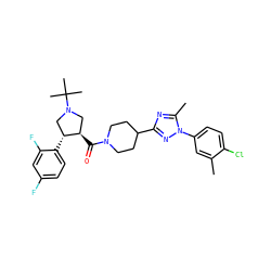 Cc1cc(-n2nc(C3CCN(C(=O)[C@@H]4CN(C(C)(C)C)C[C@H]4c4ccc(F)cc4F)CC3)nc2C)ccc1Cl ZINC000084616230