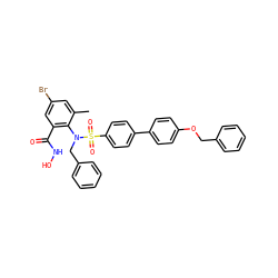 Cc1cc(Br)cc(C(=O)NO)c1N(Cc1ccccc1)S(=O)(=O)c1ccc(-c2ccc(OCc3ccccc3)cc2)cc1 ZINC000026268687
