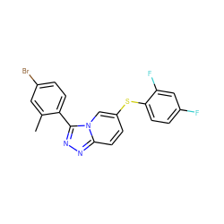 Cc1cc(Br)ccc1-c1nnc2ccc(Sc3ccc(F)cc3F)cn12 ZINC000045350510