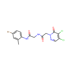 Cc1cc(Br)ccc1NC(=O)CNC(=O)Cn1ncc(Cl)c(Cl)c1=O ZINC000003464661