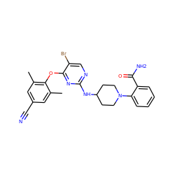 Cc1cc(C#N)cc(C)c1Oc1nc(NC2CCN(c3ccccc3C(N)=O)CC2)ncc1Br ZINC000064540420