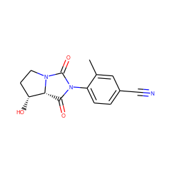 Cc1cc(C#N)ccc1N1C(=O)[C@@H]2[C@H](O)CCN2C1=O ZINC000028704376