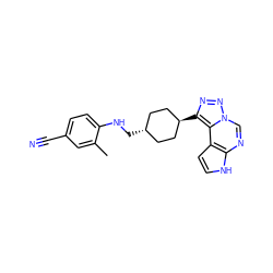 Cc1cc(C#N)ccc1NC[C@H]1CC[C@H](c2nnn3cnc4[nH]ccc4c23)CC1 ZINC001772570288