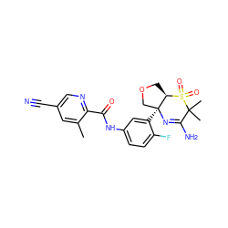 Cc1cc(C#N)cnc1C(=O)Nc1ccc(F)c([C@]23COC[C@H]2S(=O)(=O)C(C)(C)C(N)=N3)c1 ZINC000217095189