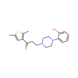 Cc1cc(C(=O)CCN2CCN(c3ccccc3O)CC2)c(C)s1 ZINC000013861780