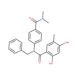 Cc1cc(C(=O)N(Cc2ccccc2)c2ccc(C(=O)N(C)C)cc2)c(O)cc1O ZINC000653664708