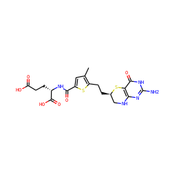 Cc1cc(C(=O)N[C@@H](CCC(=O)O)C(=O)O)sc1CC[C@@H]1CNc2nc(N)[nH]c(=O)c2S1 ZINC000004959712