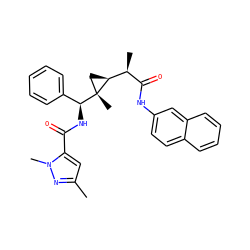 Cc1cc(C(=O)N[C@@H](c2ccccc2)[C@]2(C)C[C@H]2[C@@H](C)C(=O)Nc2ccc3ccccc3c2)n(C)n1 ZINC000033363659