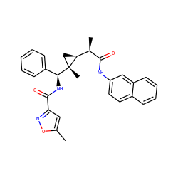 Cc1cc(C(=O)N[C@@H](c2ccccc2)[C@]2(C)C[C@H]2[C@@H](C)C(=O)Nc2ccc3ccccc3c2)no1 ZINC000008829590