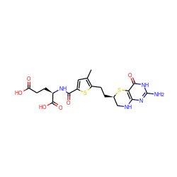 Cc1cc(C(=O)N[C@H](CCC(=O)O)C(=O)O)sc1CC[C@@H]1CNc2nc(N)[nH]c(=O)c2S1 ZINC000026505010