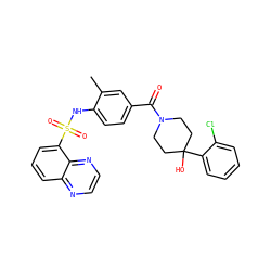 Cc1cc(C(=O)N2CCC(O)(c3ccccc3Cl)CC2)ccc1NS(=O)(=O)c1cccc2nccnc12 ZINC000217622521