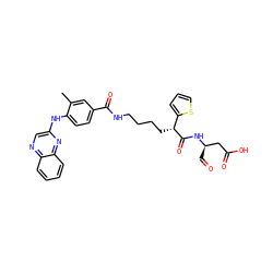 Cc1cc(C(=O)NCCCC[C@@H](C(=O)N[C@H](C=O)CC(=O)O)c2cccs2)ccc1Nc1cnc2ccccc2n1 ZINC000028569207