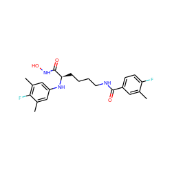 Cc1cc(C(=O)NCCCC[C@@H](Nc2cc(C)c(F)c(C)c2)C(=O)NO)ccc1F ZINC000064539366