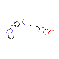 Cc1cc(C(=O)NCCCCCC(=O)N[C@H](C=O)CC(=O)O)ccc1Nc1cnc2ccccc2n1 ZINC000028569203