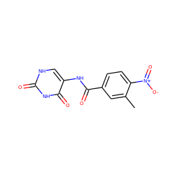 Cc1cc(C(=O)Nc2c[nH]c(=O)[nH]c2=O)ccc1[N+](=O)[O-] ZINC000000070104