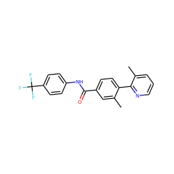 Cc1cc(C(=O)Nc2ccc(C(F)(F)F)cc2)ccc1-c1ncccc1C ZINC000038149574