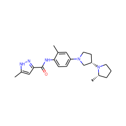 Cc1cc(C(=O)Nc2ccc(N3CC[C@H](N4CCC[C@@H]4C)C3)cc2C)n[nH]1 ZINC000059263575