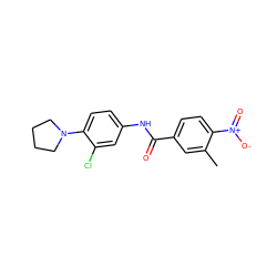 Cc1cc(C(=O)Nc2ccc(N3CCCC3)c(Cl)c2)ccc1[N+](=O)[O-] ZINC000001166322