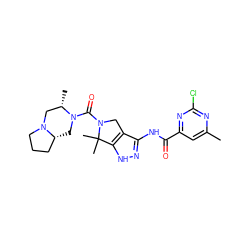 Cc1cc(C(=O)Nc2n[nH]c3c2CN(C(=O)N2C[C@@H]4CCCN4C[C@@H]2C)C3(C)C)nc(Cl)n1 ZINC000114181041