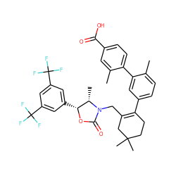 Cc1cc(C(=O)O)ccc1-c1cc(C2=C(CN3C(=O)O[C@H](c4cc(C(F)(F)F)cc(C(F)(F)F)c4)[C@@H]3C)CC(C)(C)CC2)ccc1C ZINC000217021820