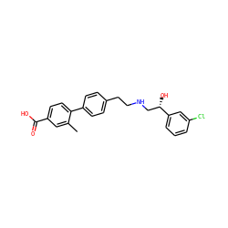 Cc1cc(C(=O)O)ccc1-c1ccc(CCNC[C@H](O)c2cccc(Cl)c2)cc1 ZINC000003933370