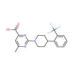 Cc1cc(C(=O)O)nc(N2CCC(c3ccccc3C(F)(F)F)CC2)n1 ZINC000473089043