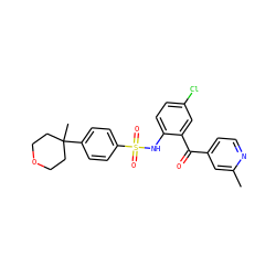 Cc1cc(C(=O)c2cc(Cl)ccc2NS(=O)(=O)c2ccc(C3(C)CCOCC3)cc2)ccn1 ZINC000166296852