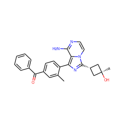 Cc1cc(C(=O)c2ccccc2)ccc1-c1nc([C@H]2C[C@](C)(O)C2)n2ccnc(N)c12 ZINC000140920444