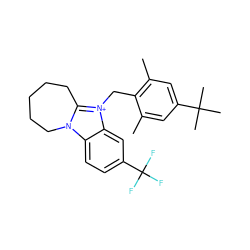 Cc1cc(C(C)(C)C)cc(C)c1C[n+]1c2n(c3ccc(C(F)(F)F)cc31)CCCCC2 ZINC000015953013