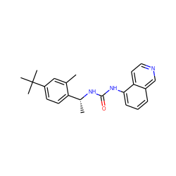 Cc1cc(C(C)(C)C)ccc1[C@@H](C)NC(=O)Nc1cccc2cnccc12 ZINC000014973667